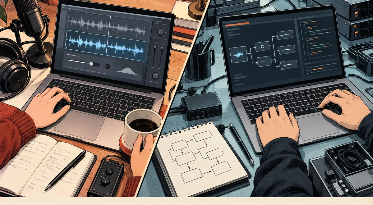 adobe.podcast 与 Audo AI 的场景插画
