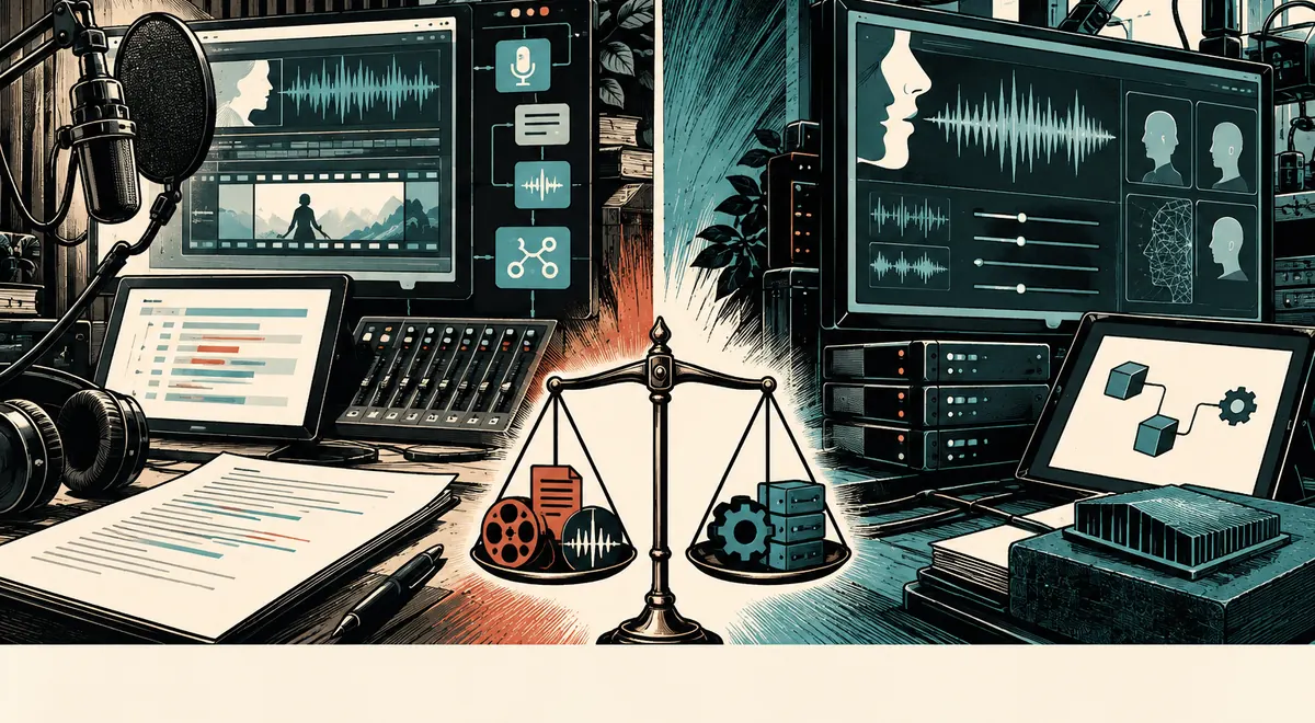 ElevenLabs 与 Fish Audio 的场景插画