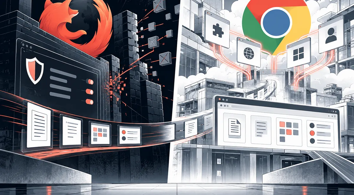 Firefox 与 Google Chrome 的场景插画