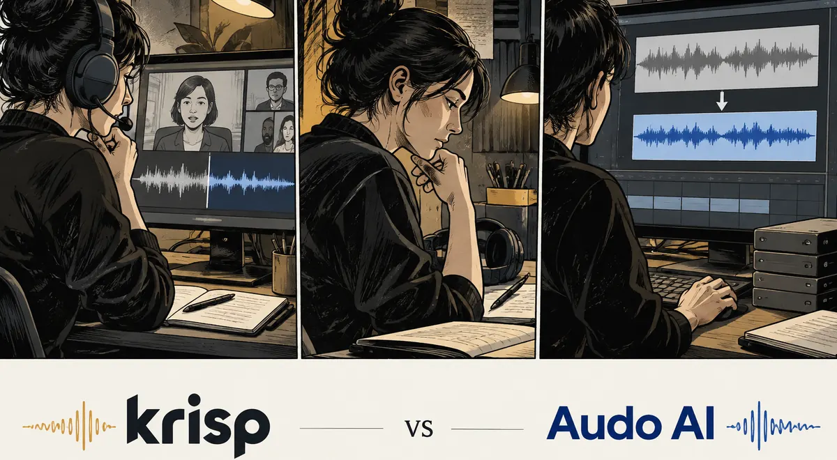 Krisp 与 Audo AI 的场景插画
