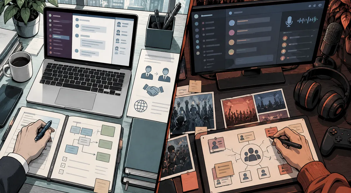 Slack 与 Discord 的场景插画