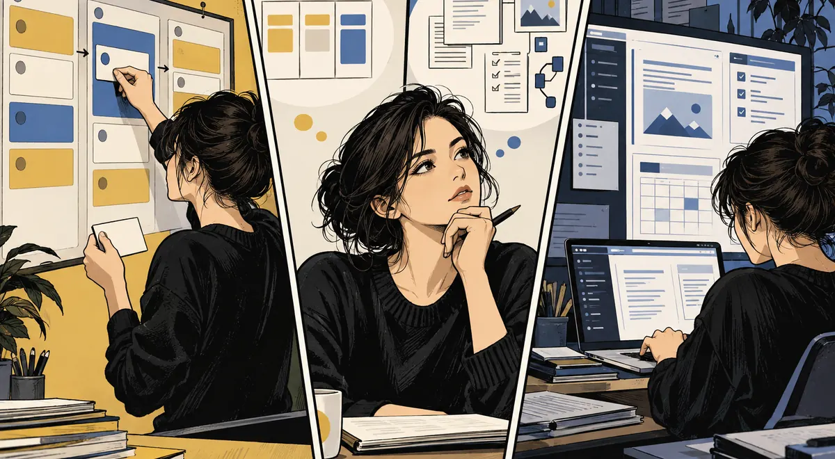 Trello 与 Notion 的场景插画