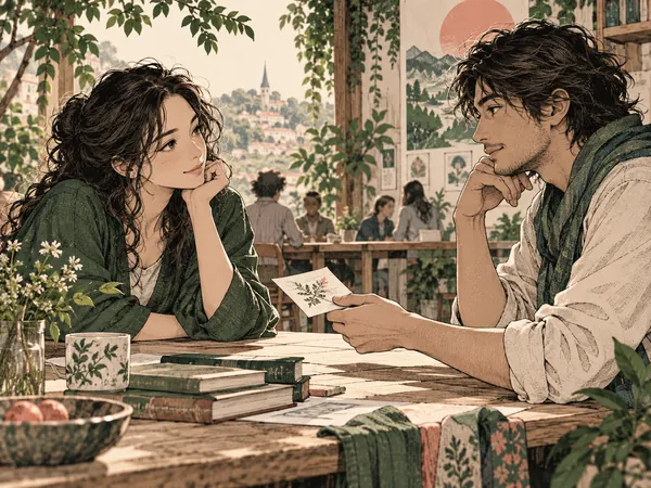 外交家在倾听交流的漫画场景